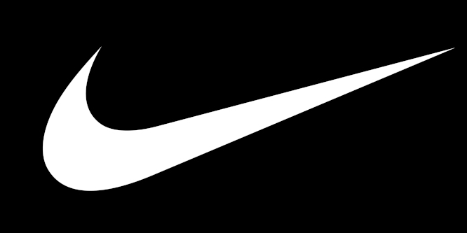 White Nike swoosh on a black background