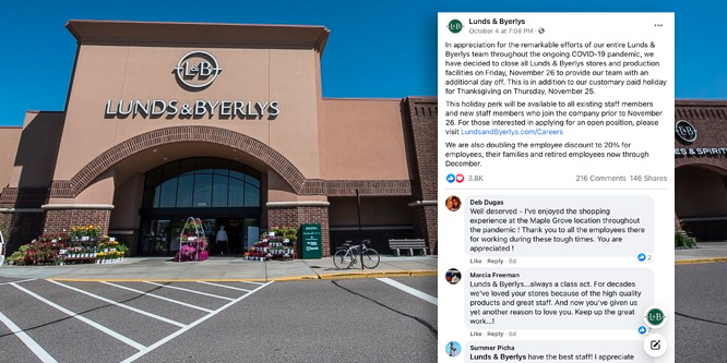 Lunds & Byerlys gives associates Thanksgiving and Black Friday off