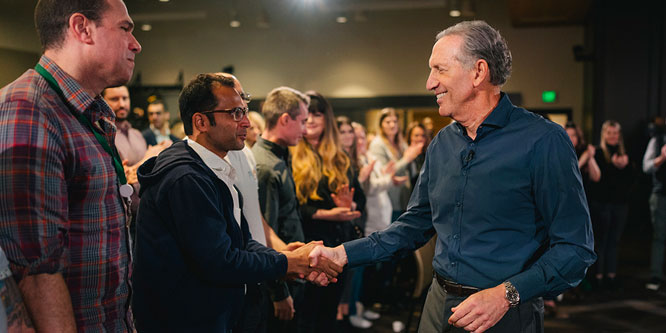 Did Howard Schultz make a wise course correction on his first day back at Starbucks?