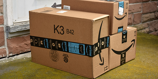Image of an Amazon packages. Amazon is an online company and is the largest retailer in the world.
