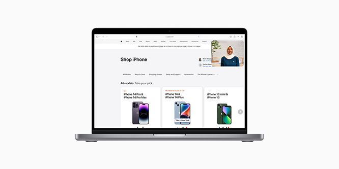 Apple shop with a specialist page