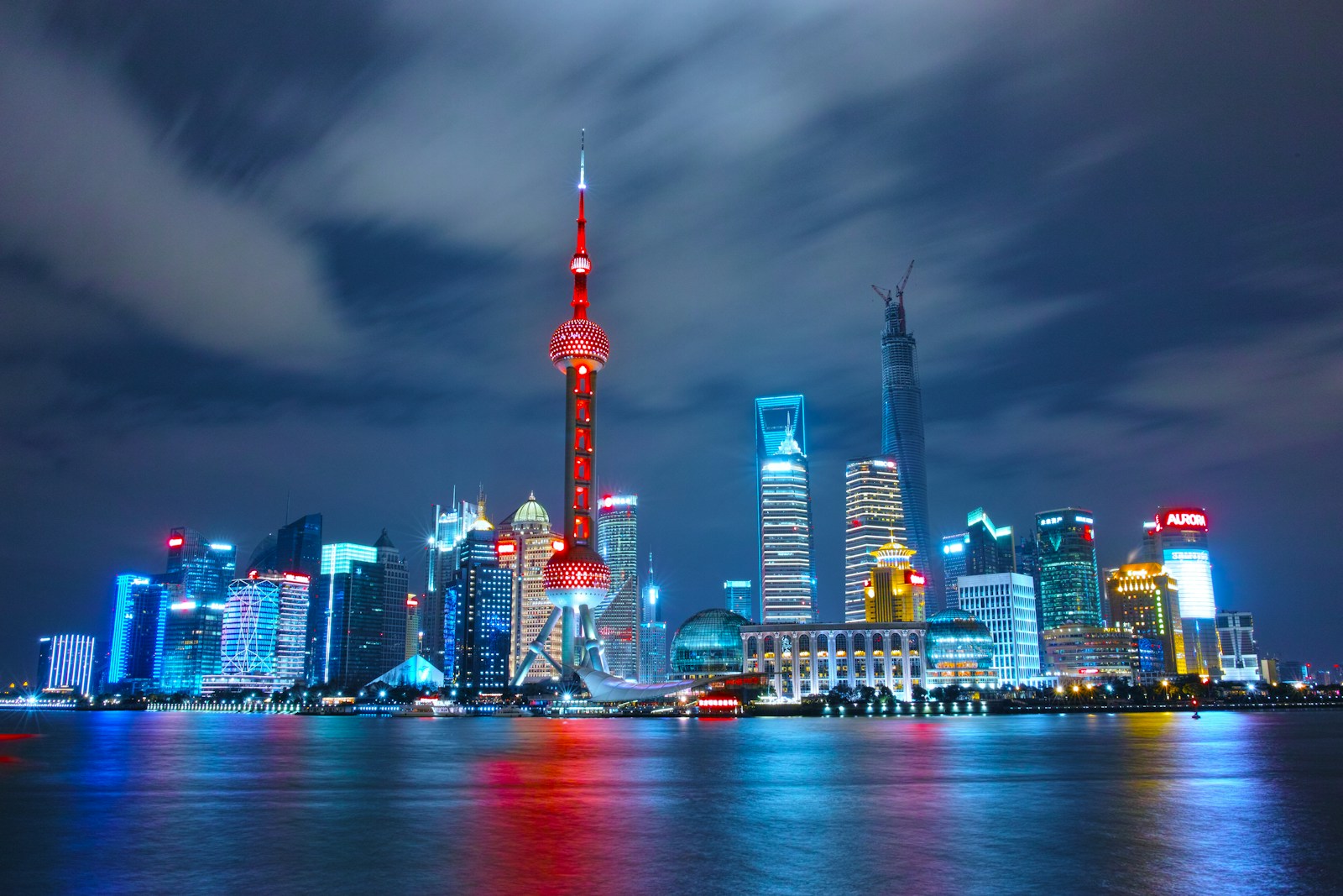 architectural photograph of lighted city sky in china