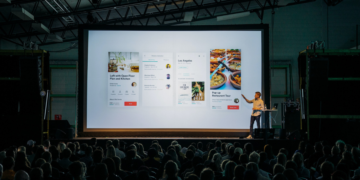 Airbnb presentation on a screen