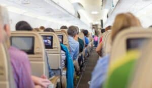 An airline's crowded coach cabin