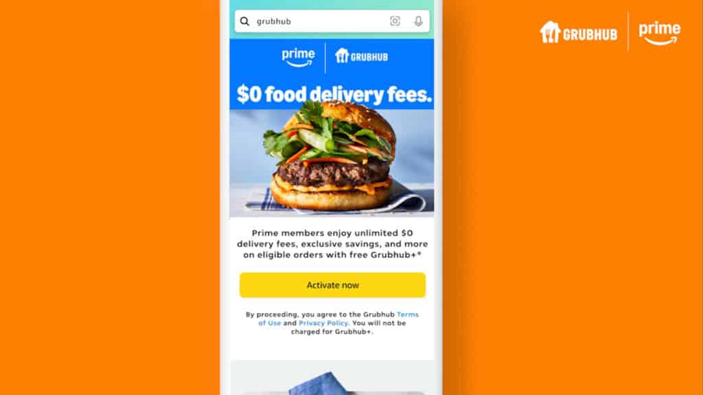 Amazon Prime Subscriptions Now Include Grubhub Food Delivery