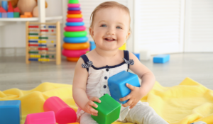 Baby playing with toys