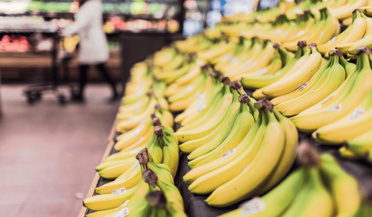 Bananas in a grocery store