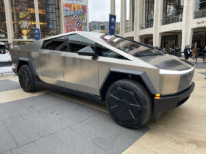 Tesla Cybertruck on public display at NYC's Lincoln Center.