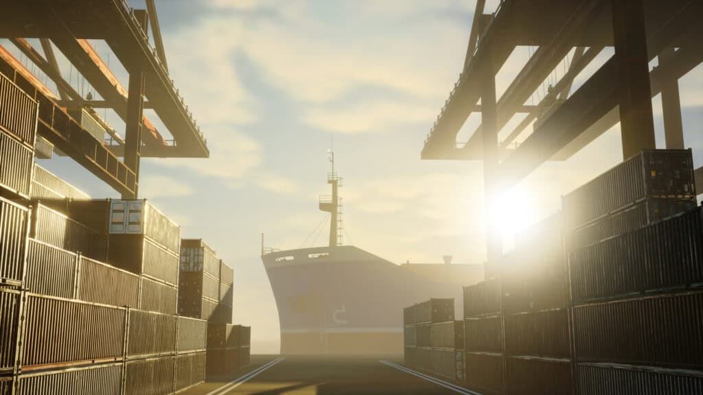 Dry Cargo Ship Moored in Port