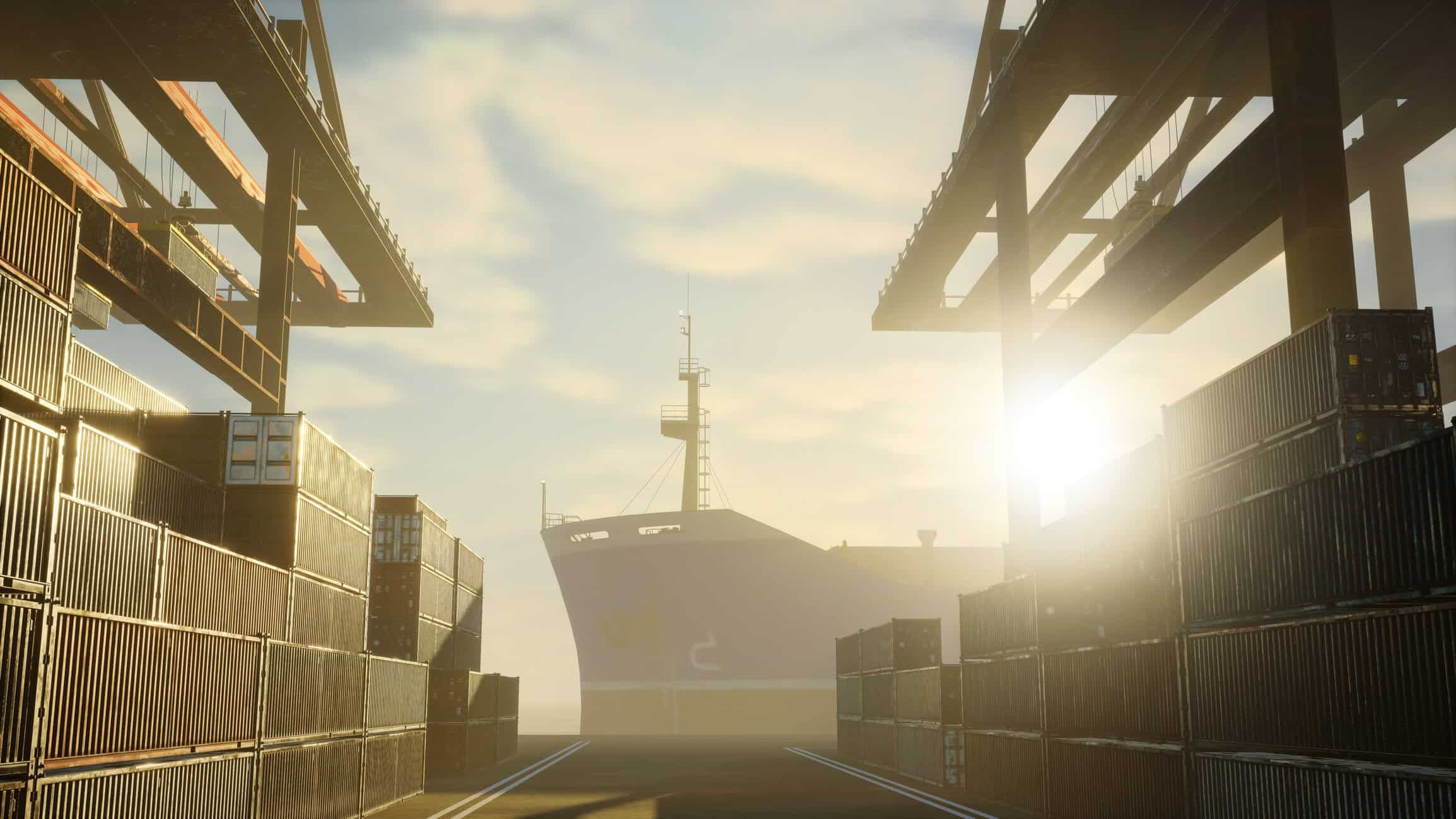 Dry Cargo Ship Moored in Port