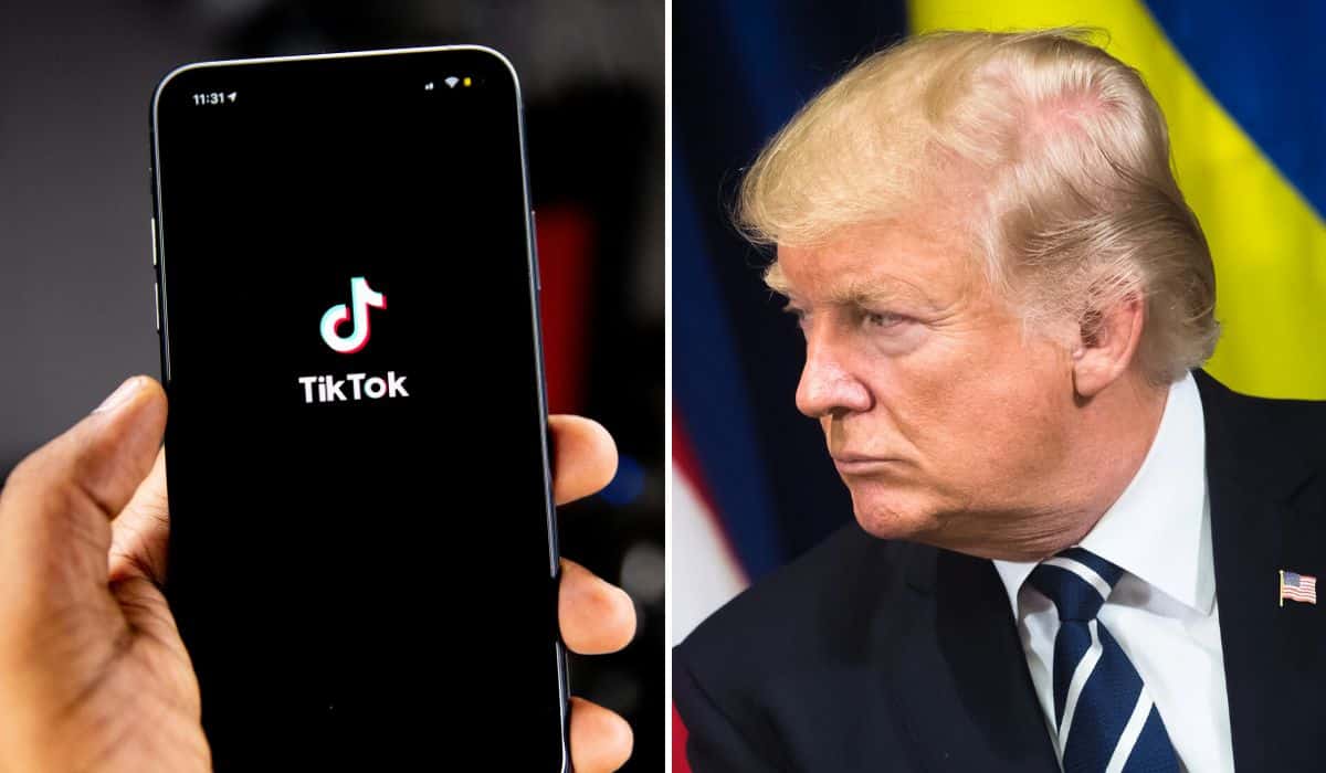 Donald Trump, TikTok App, appear in a composite photo.