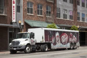 Dr Pepper truck in Dallas downtown