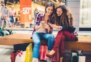 Consumer sentiment Gen Z women at the mall.