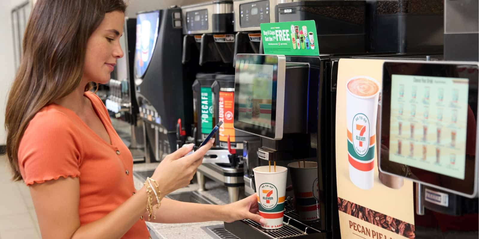 7-Eleven customer at beverage counter in-store