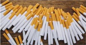 A photo of cigarettes laid out on a table