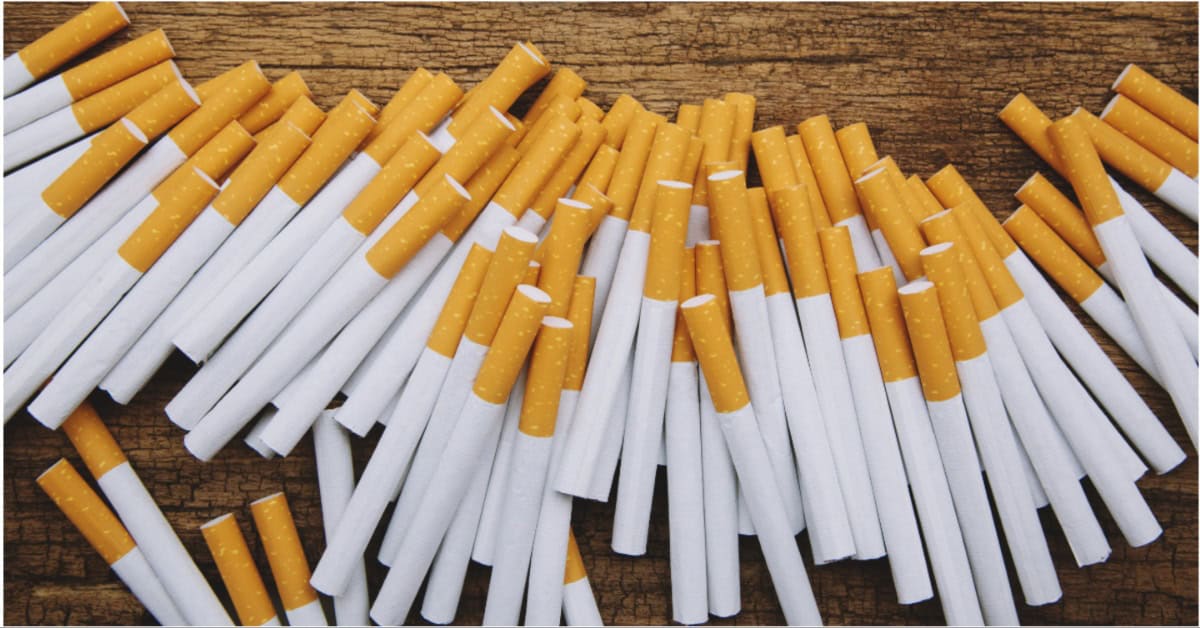 A photo of cigarettes laid out on a table