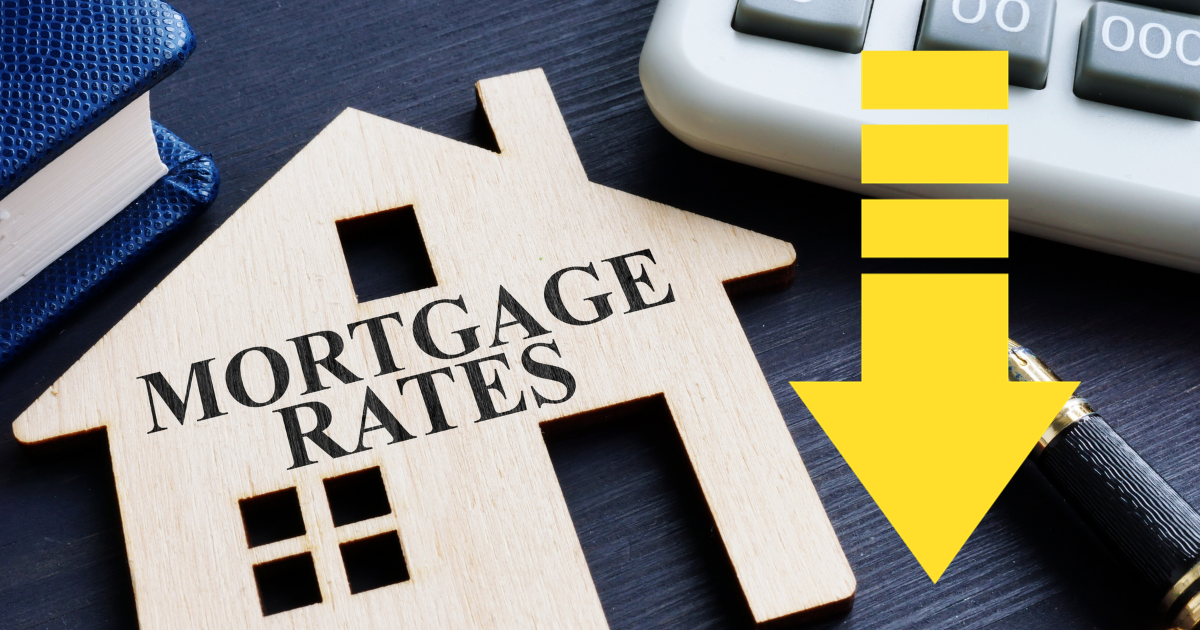 Wooden house with the words "Mortgage rates" on the front