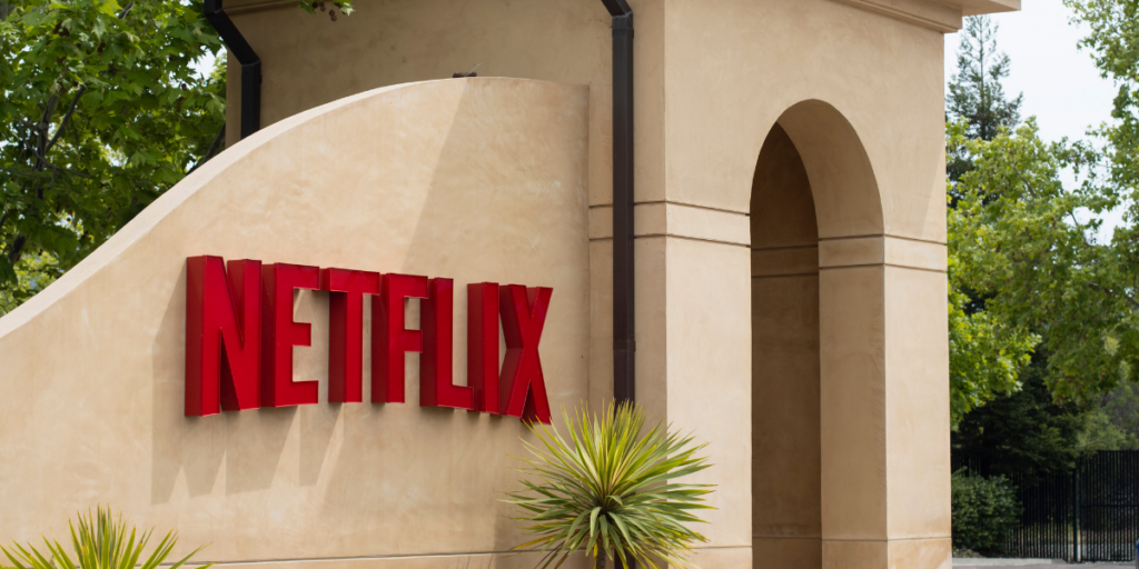 Building with the "Netflix" logo on the side