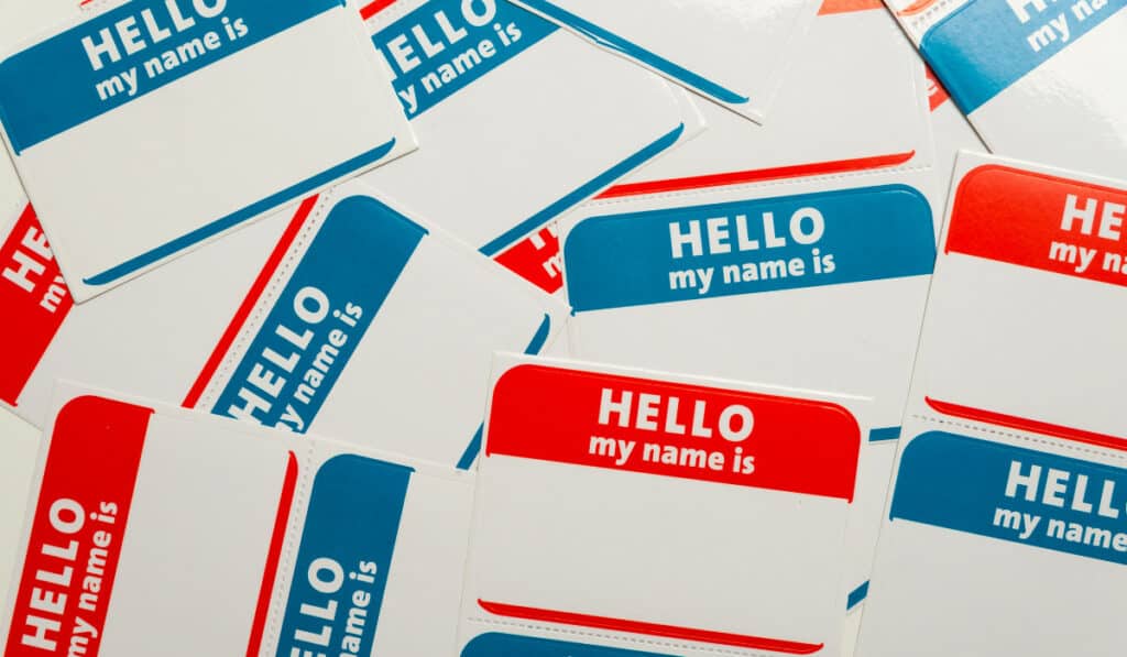 Nicknames, name tags