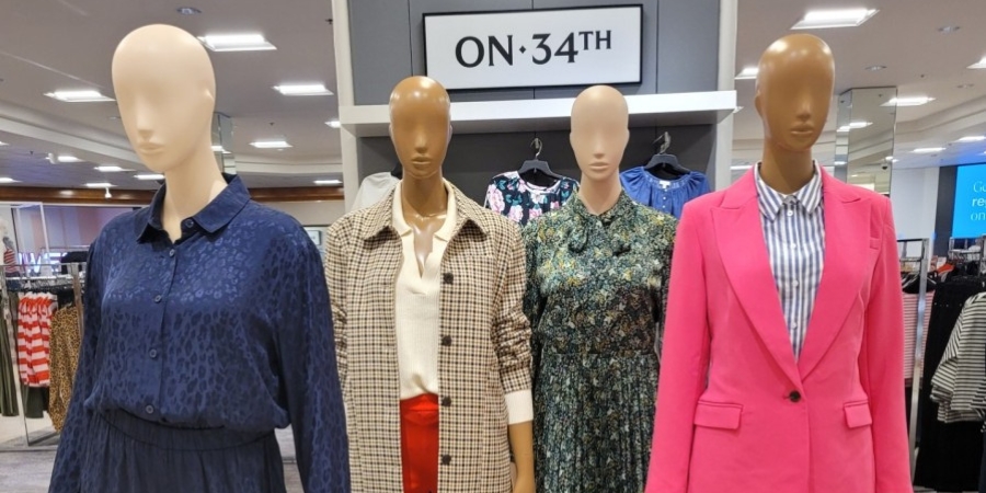 Mannequins dressed in clothes from Macy's new On 34th private label
