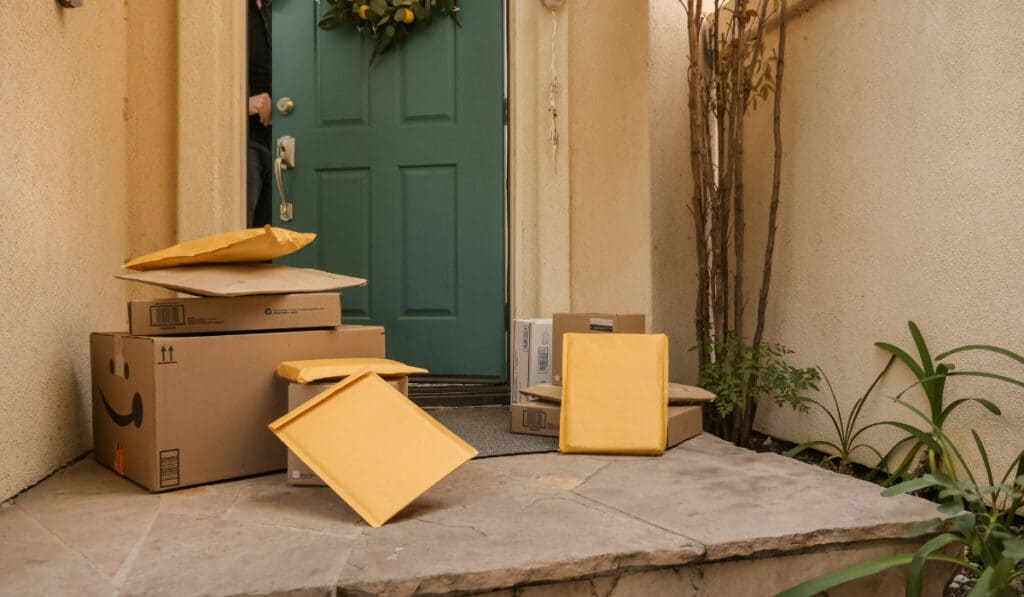 Porch pirates packages on porch