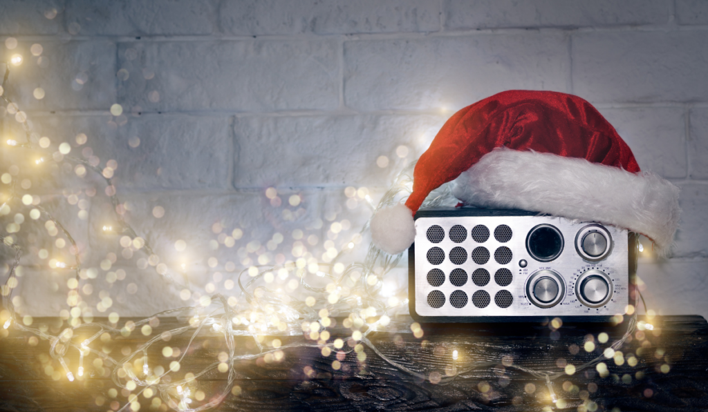 Radio with a Santa hat