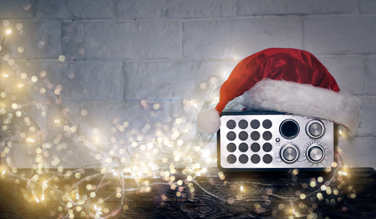 Radio with a Santa hat