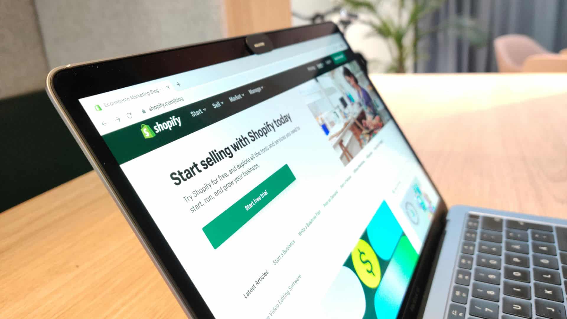 Shopify landing screen.