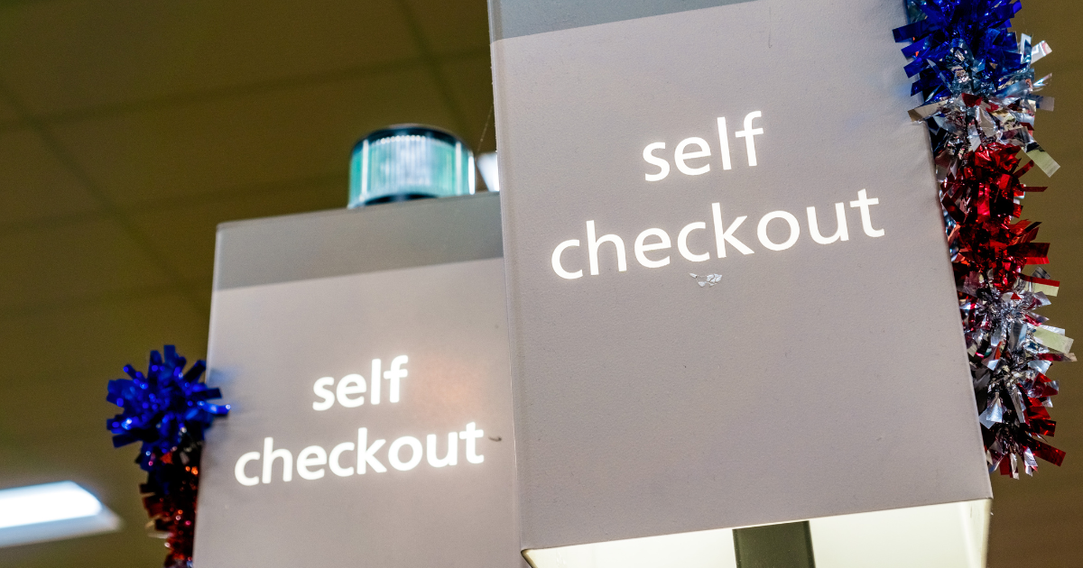 Top of a self-checkout station