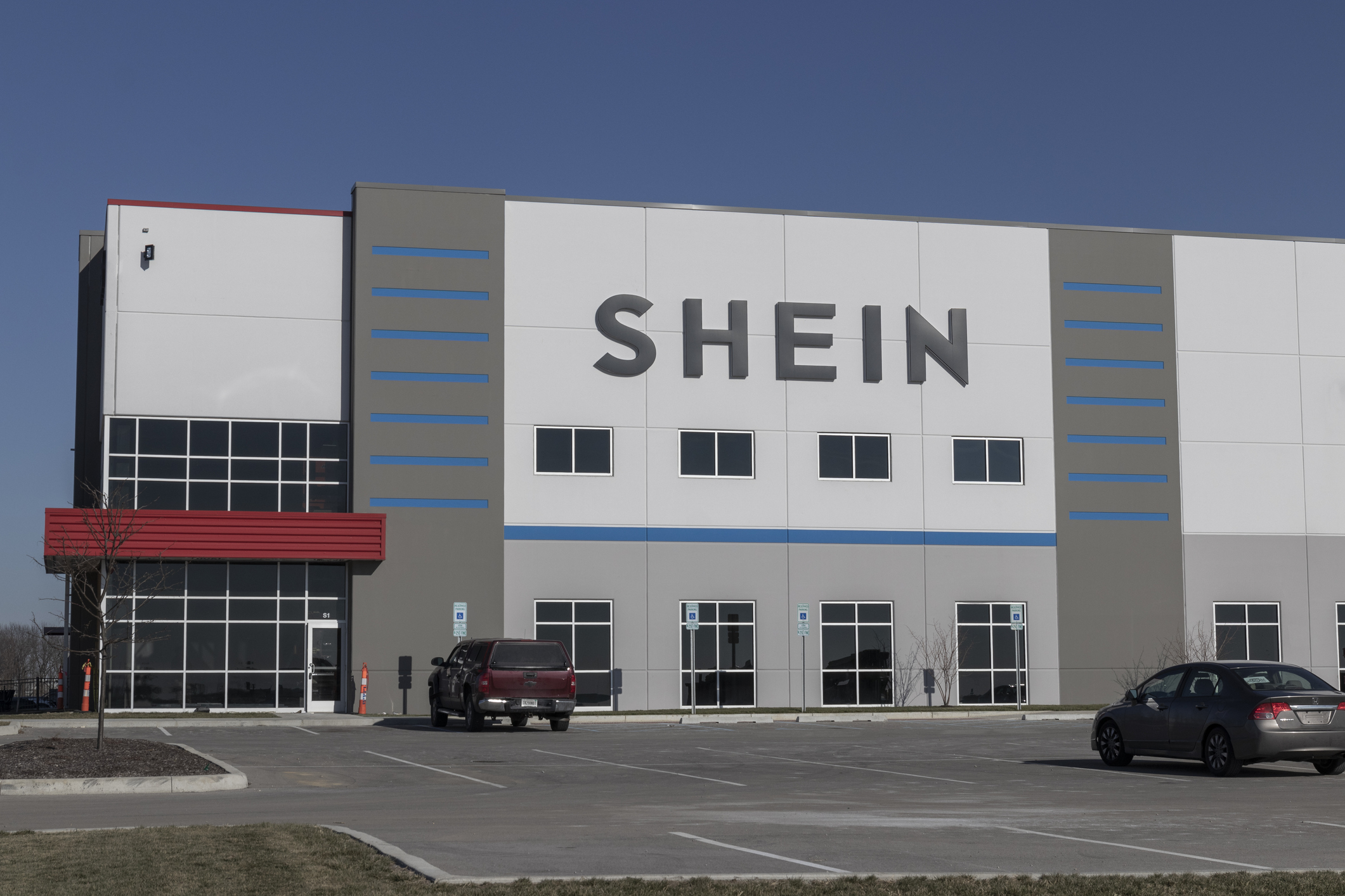 Building with "SHEIN" on the front