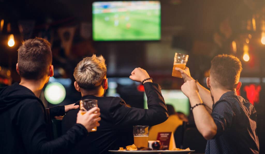 Sports fans watching a game