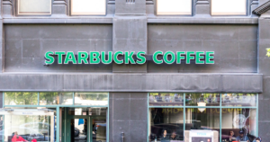 Outside of a Starbucks shop