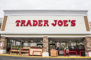 Trader Joe's grocery store entrance with sign