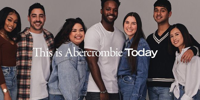 group of young people standing behind superimposed texts that reads This is Abercrombie Today