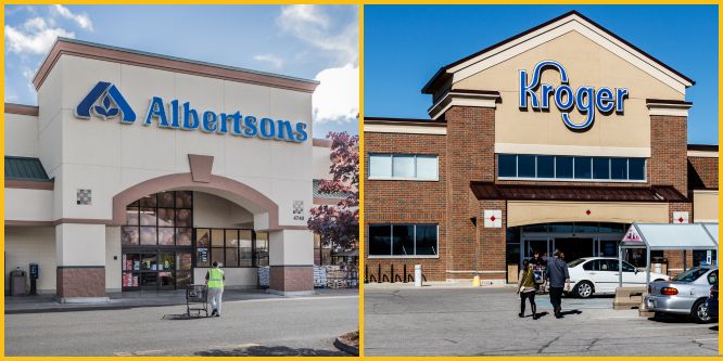 Storefronts of Albertsons and Kroger
