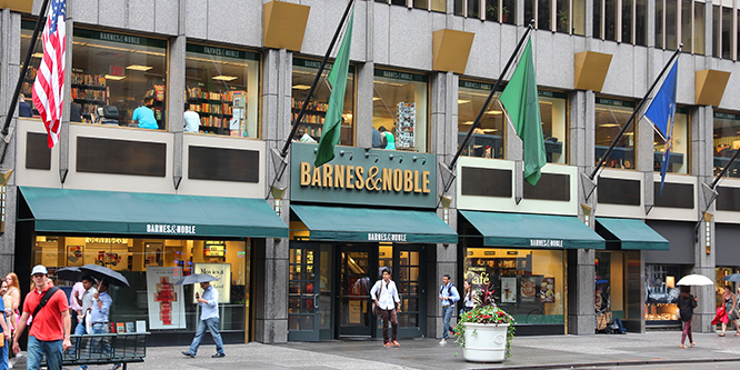 People walk past Barnes & Noble headquarters