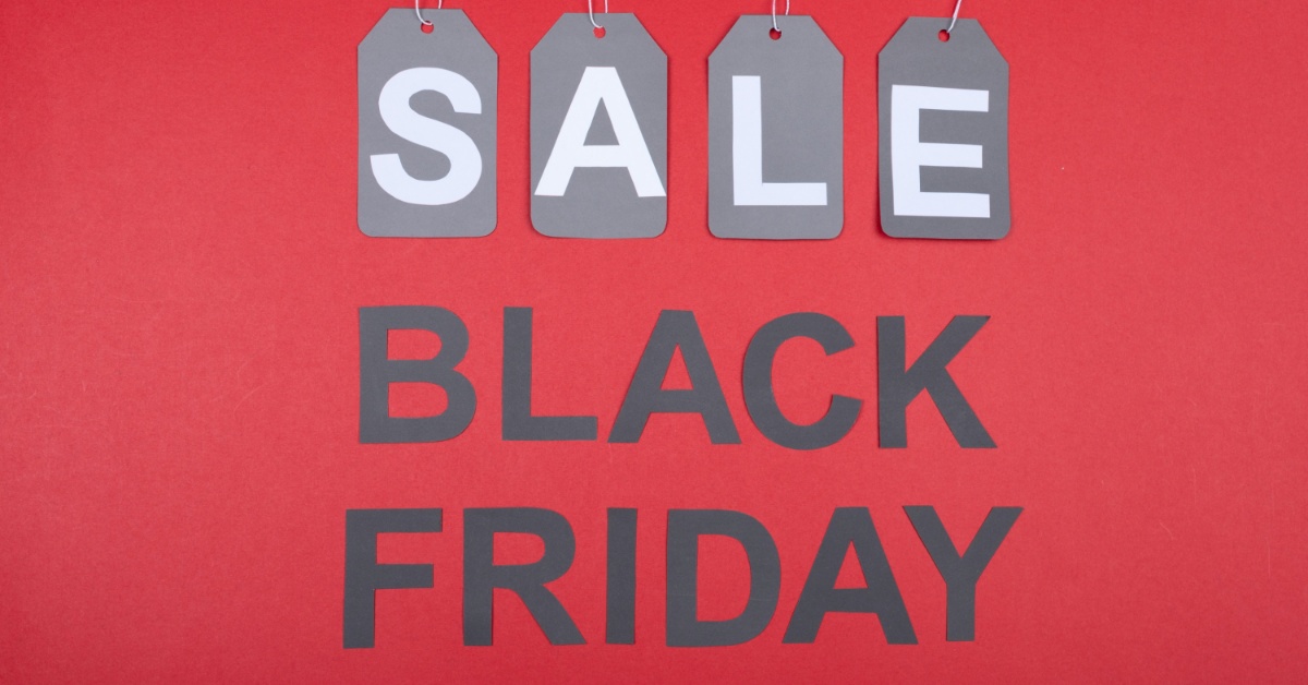 A poster advertising Black Friday deals.