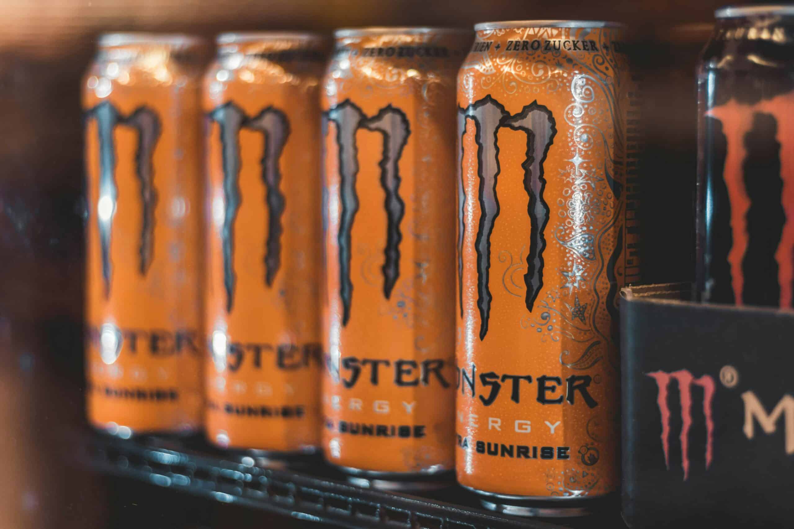 monster energy drinks on shelf