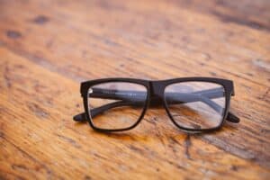 eyeglasses on table
