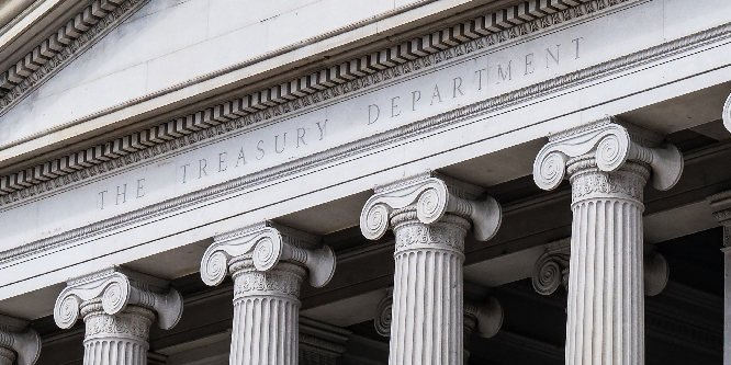 United States Treasury Department Building in Washington, DC