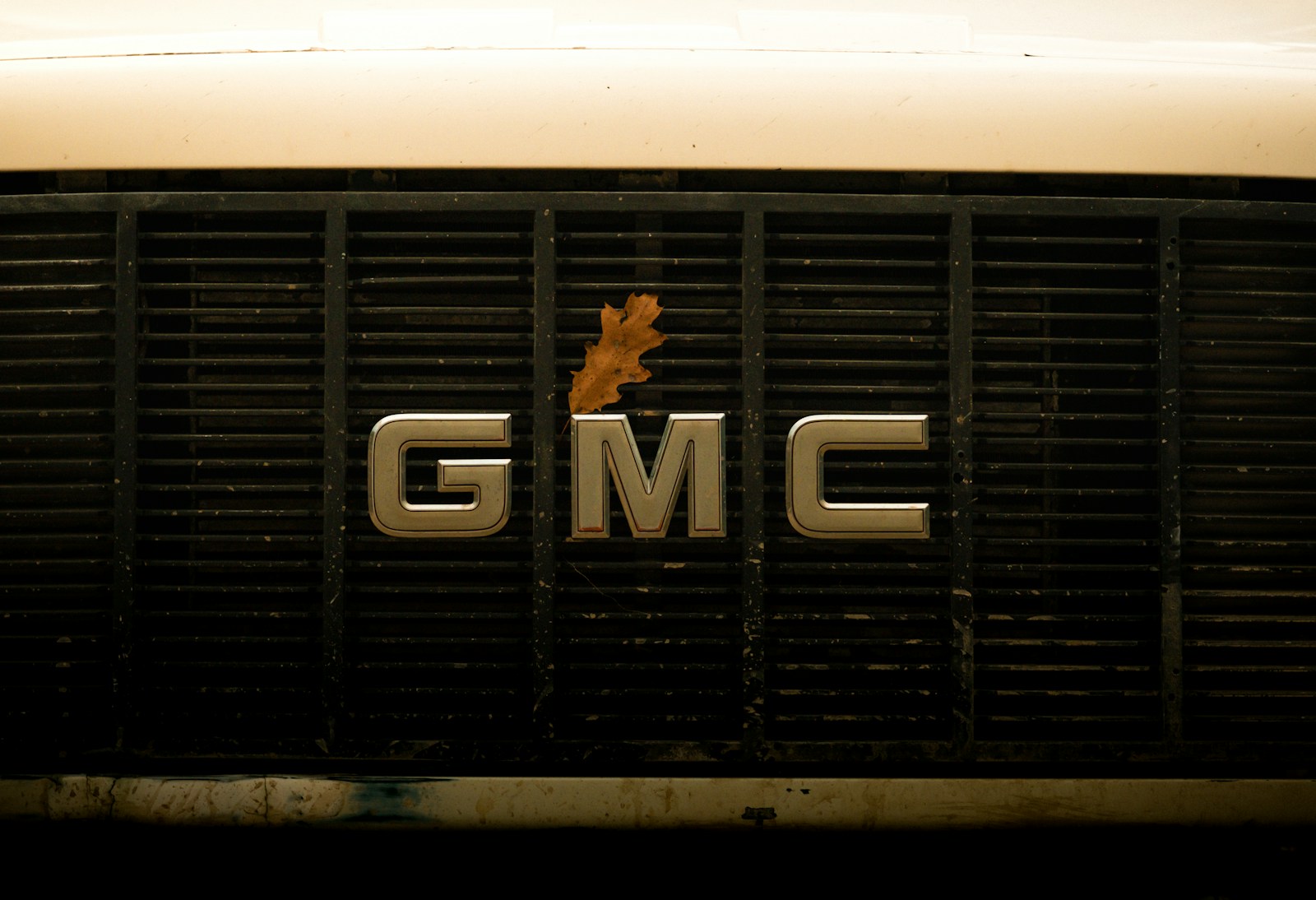 a close up of the front grill of a car general motors