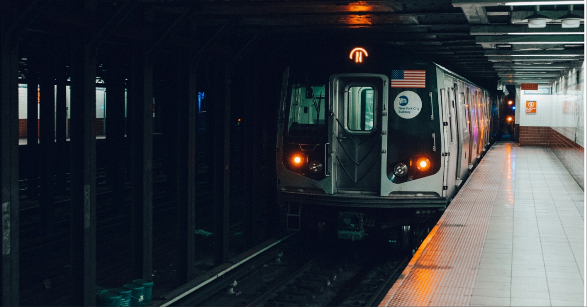 nyc subway train at the station