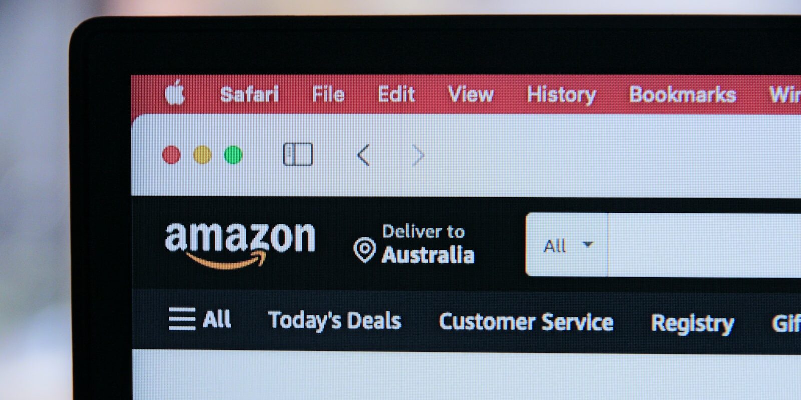 A computer screen with the amazon logo on it