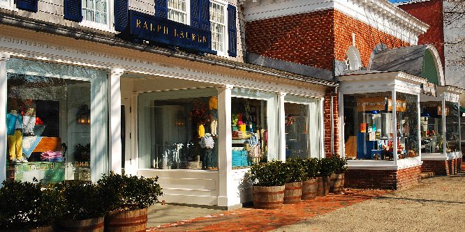 East Hampton is known for is luxurious and upscale shops and boutiques in its historic downtown area