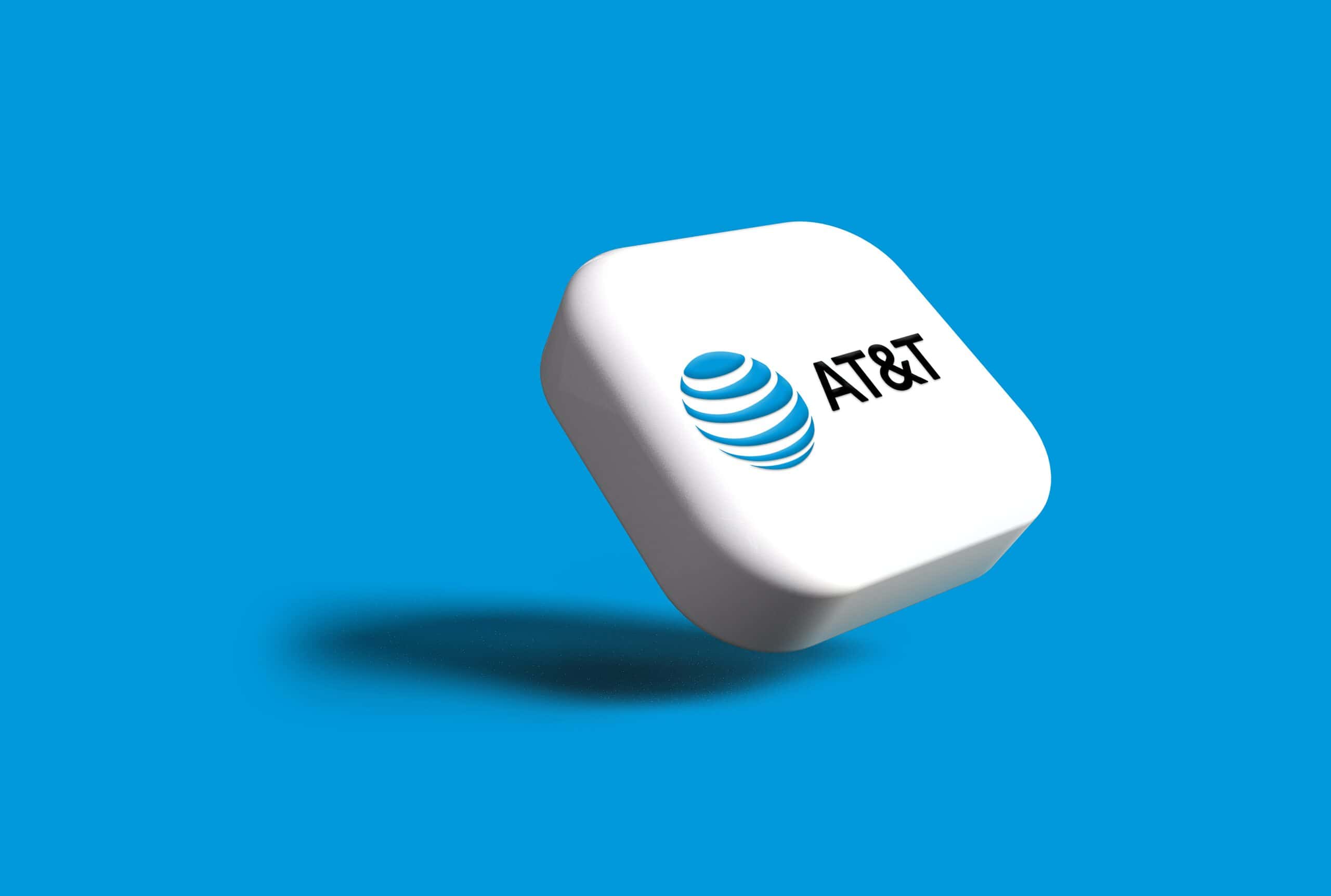 at&t logo on white block