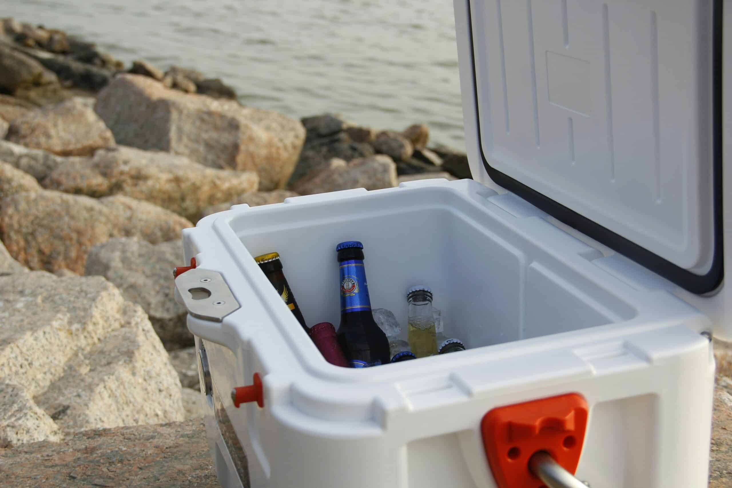 open cooler with beverages, Igloo