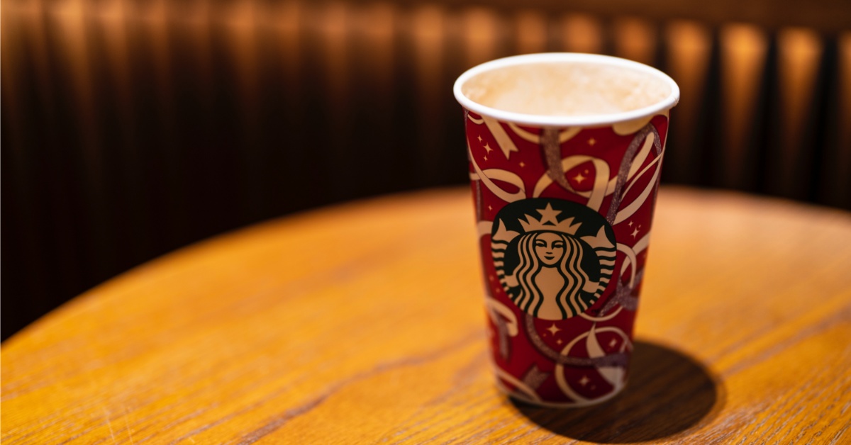 A Starbucks red holiday cup.