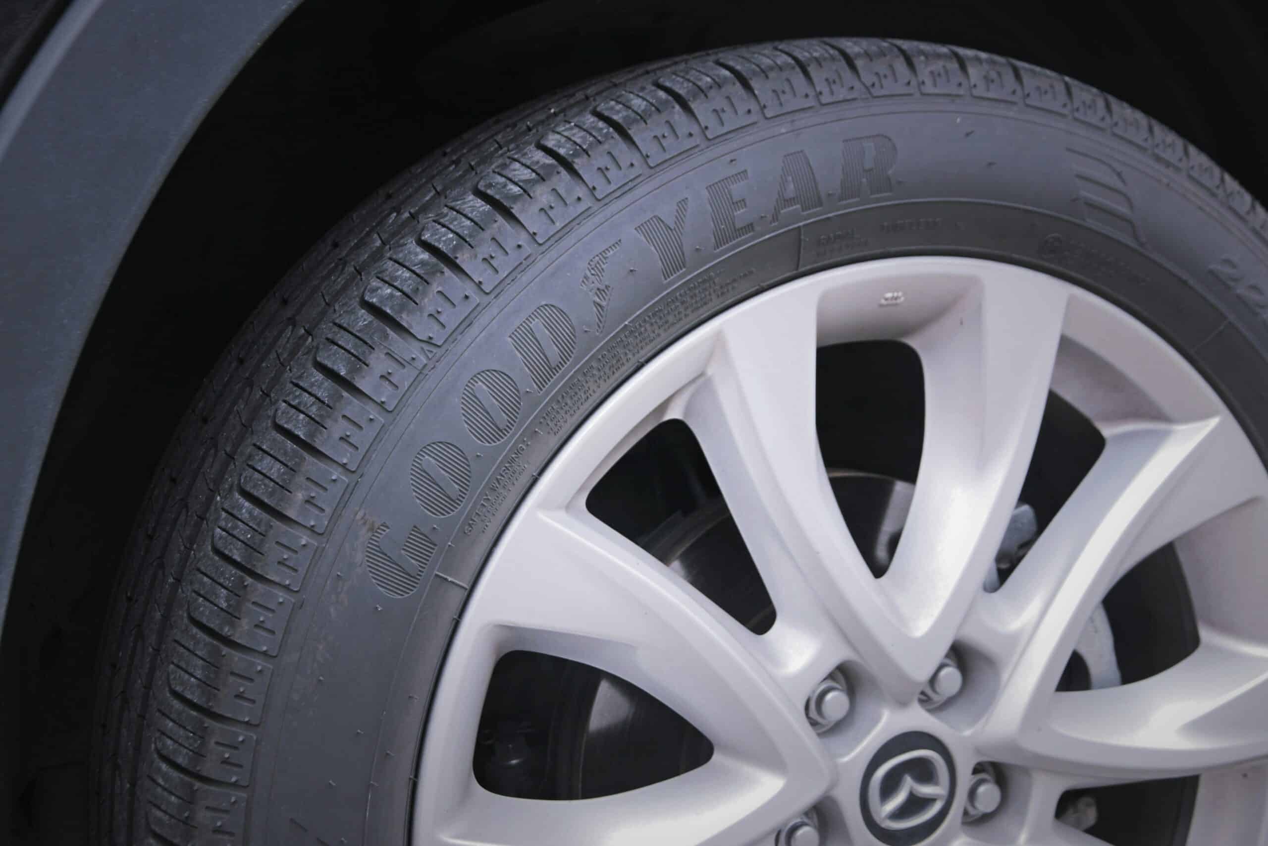 close-up of goodyear tire, smart tire
