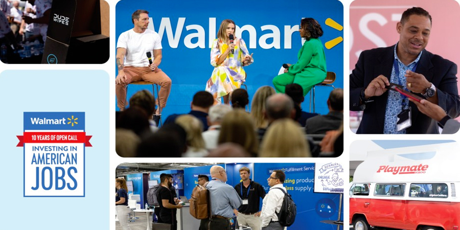 Images of people talking about Walmart's Open Call Event