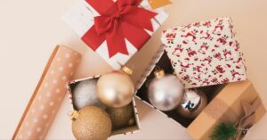 A series of wrapped gifts for Christmas Day.